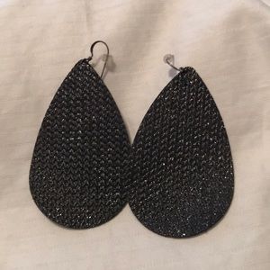 Nickel & Suede Leather Black Shimmery earrings!